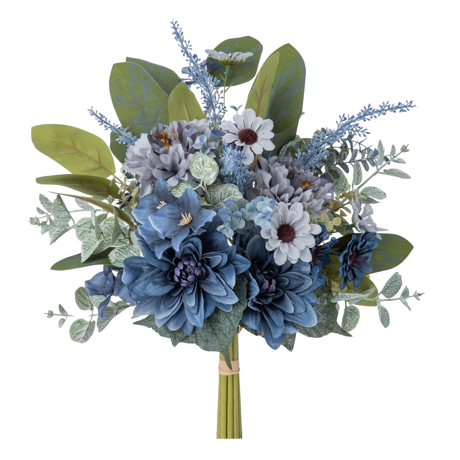 WELL KNOWN Artificial Flowers Bouquet, Blue Fake Flowers for Vase, Silk Faux …