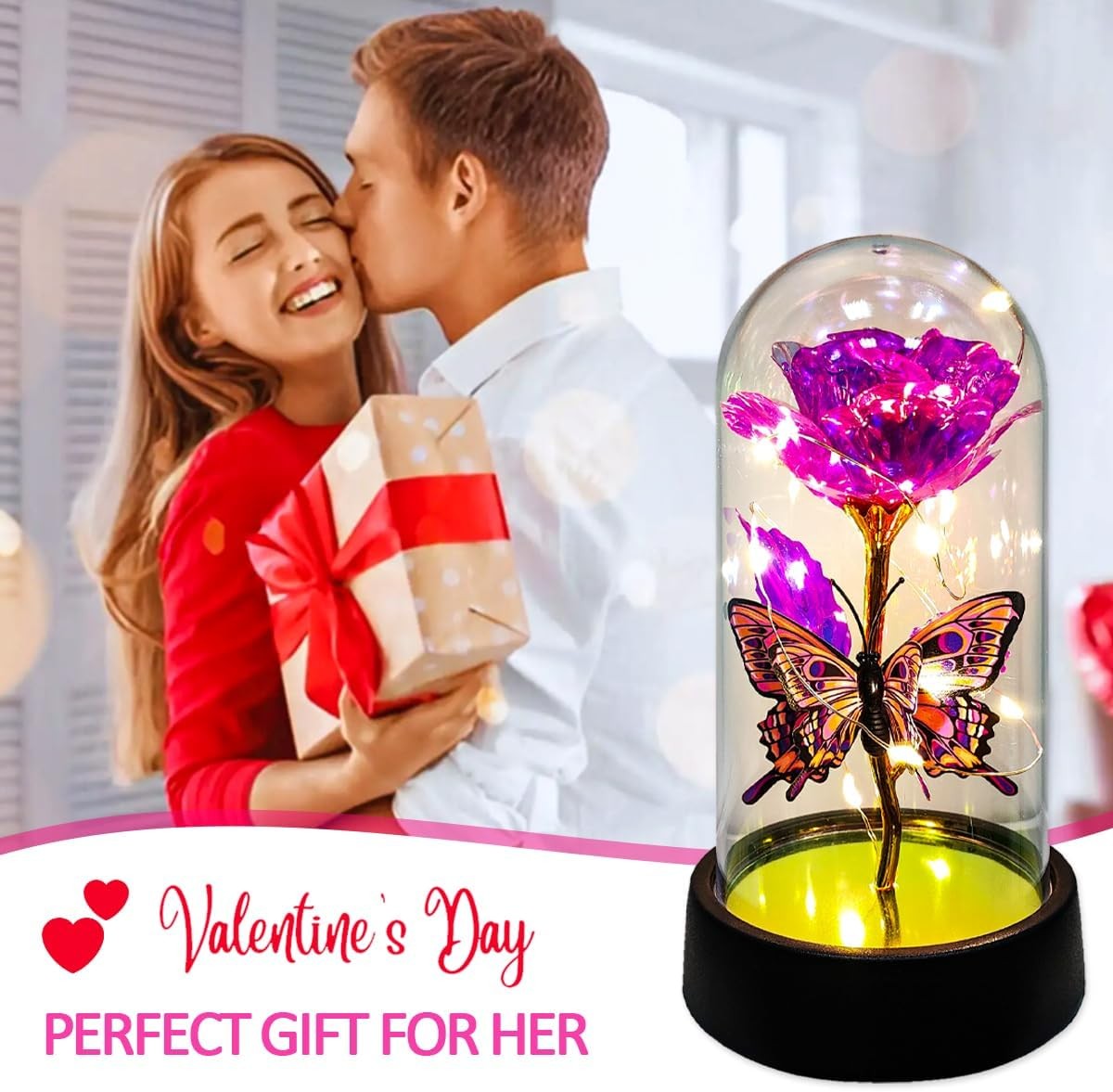 Eternal Glass Rose in Dome – Romantic Gift for Her, Mom, Birthday & More