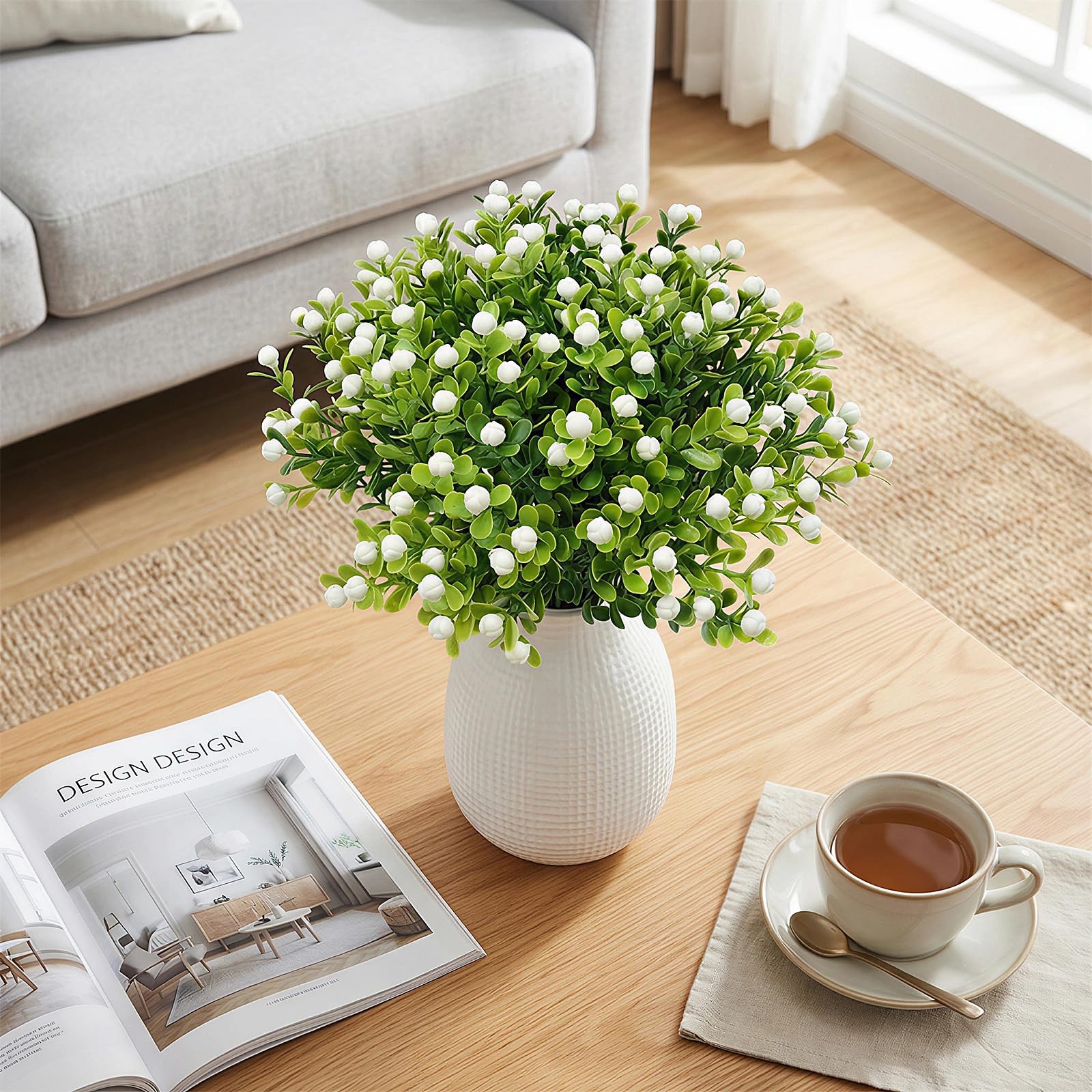 40 PCS Little Artificial Flowers Vase Filler – Baby’s Breath Stems Faux Flora…