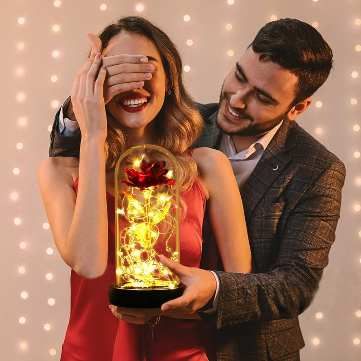 24k Gold Foil Galaxy Rose with LED in Glass Dome – Exquisite Home Decor Gift