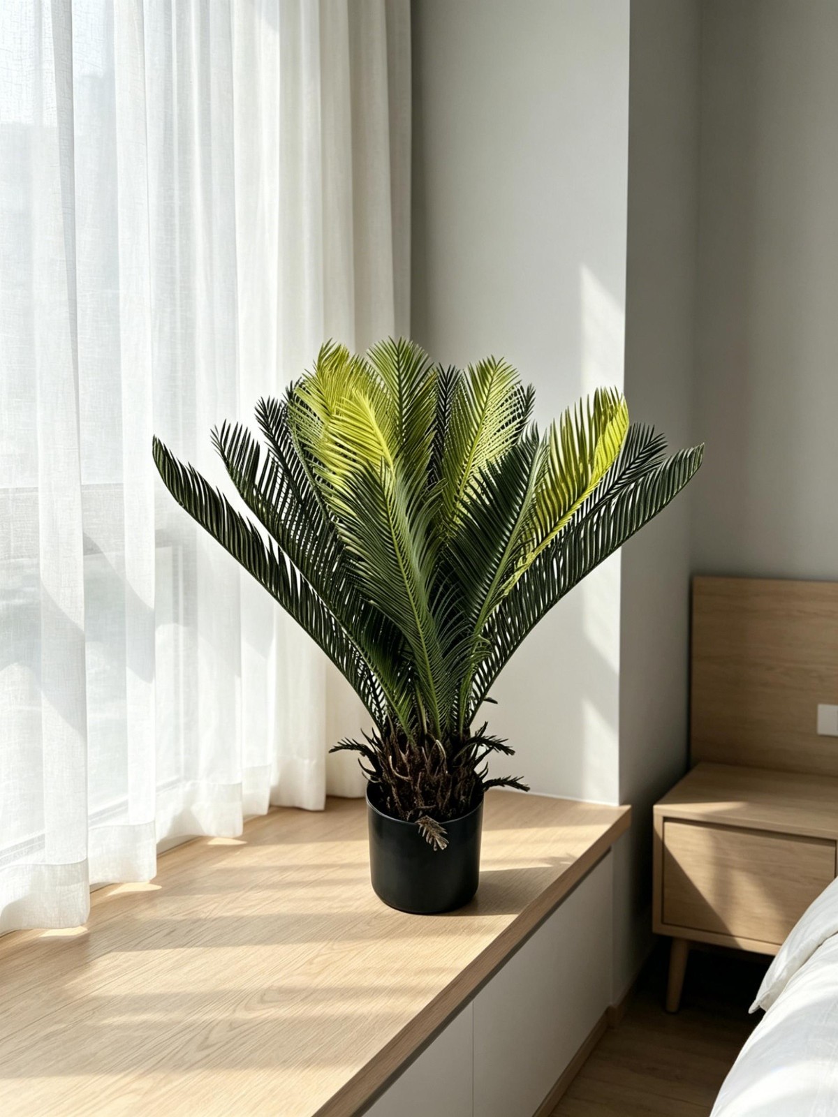 2Pack 70cm Artificial Sago Palm Cycas Plant Potted Lifelike Cycad for Home Decor