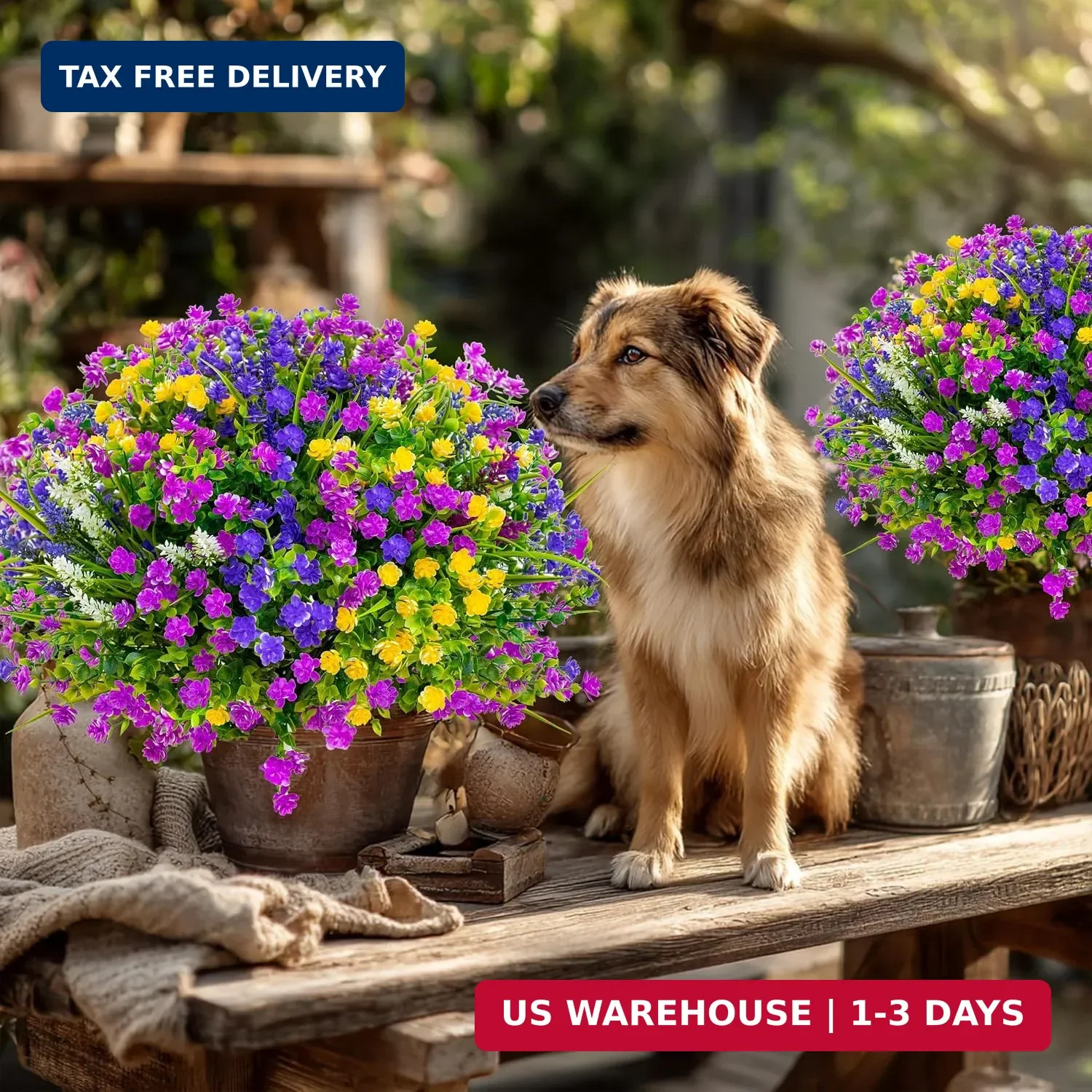 AXYLEX Artificial Flowers Outdoor Fake Plants – 12 Bundles UV Resistant Shrubs N