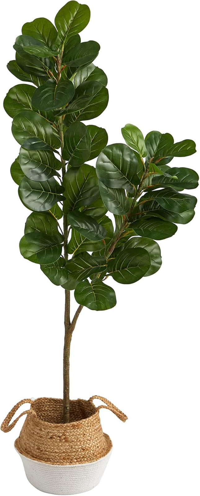 4.5Ft Fiddle Leaf Fig Tree in Boho Chic Woven Cotton & Jute Planter