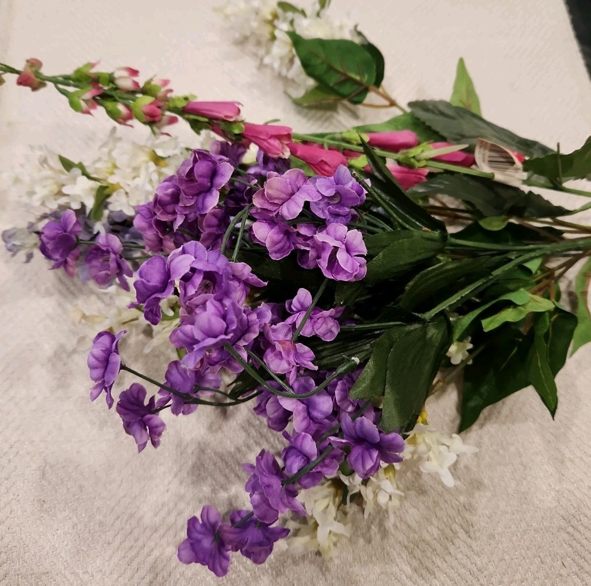 Lot of Artificial Faux Silk Wired Flowers ~ Pink, Purple, Cream