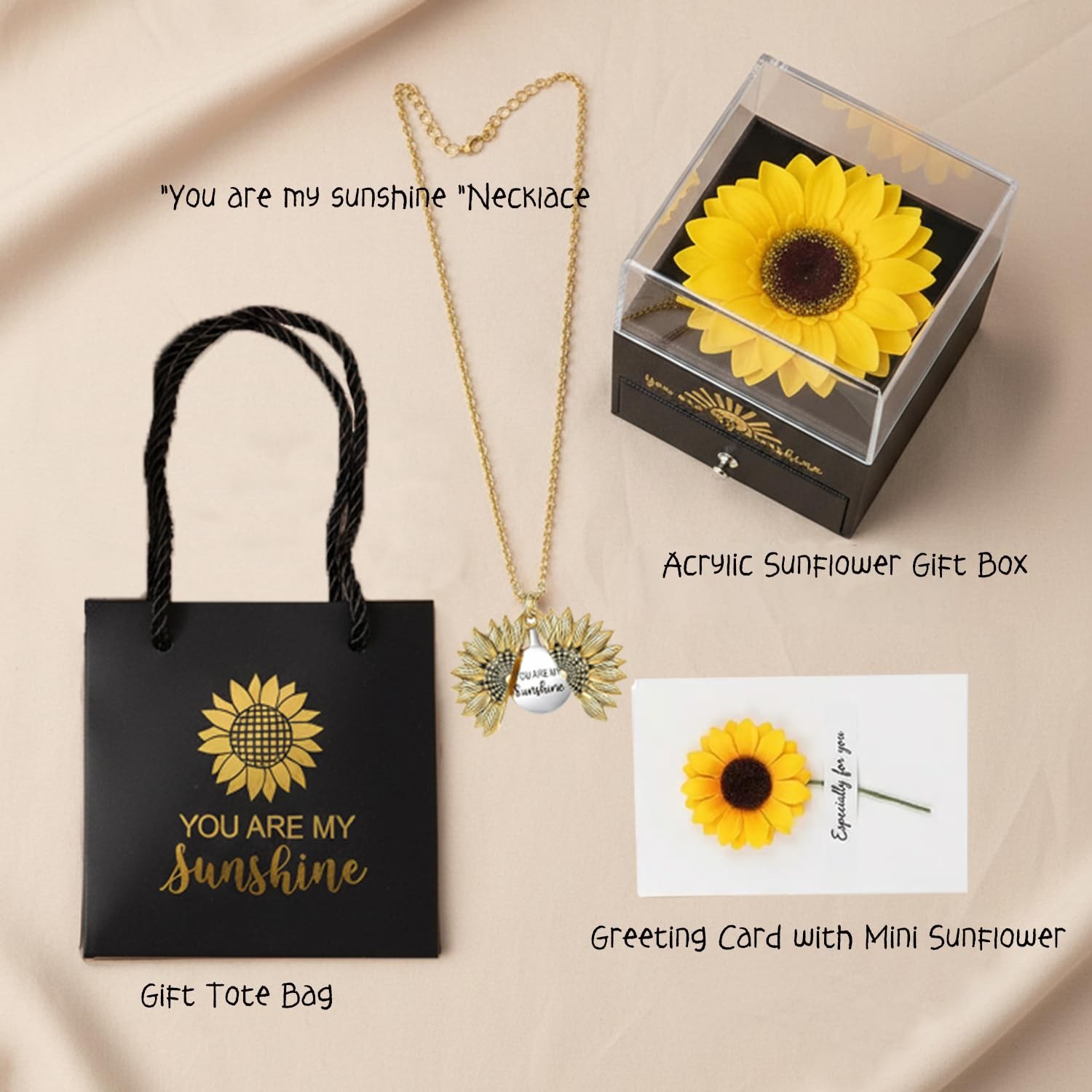 Sunflower Gifts for , You Are My Sunshine Necklace Gift