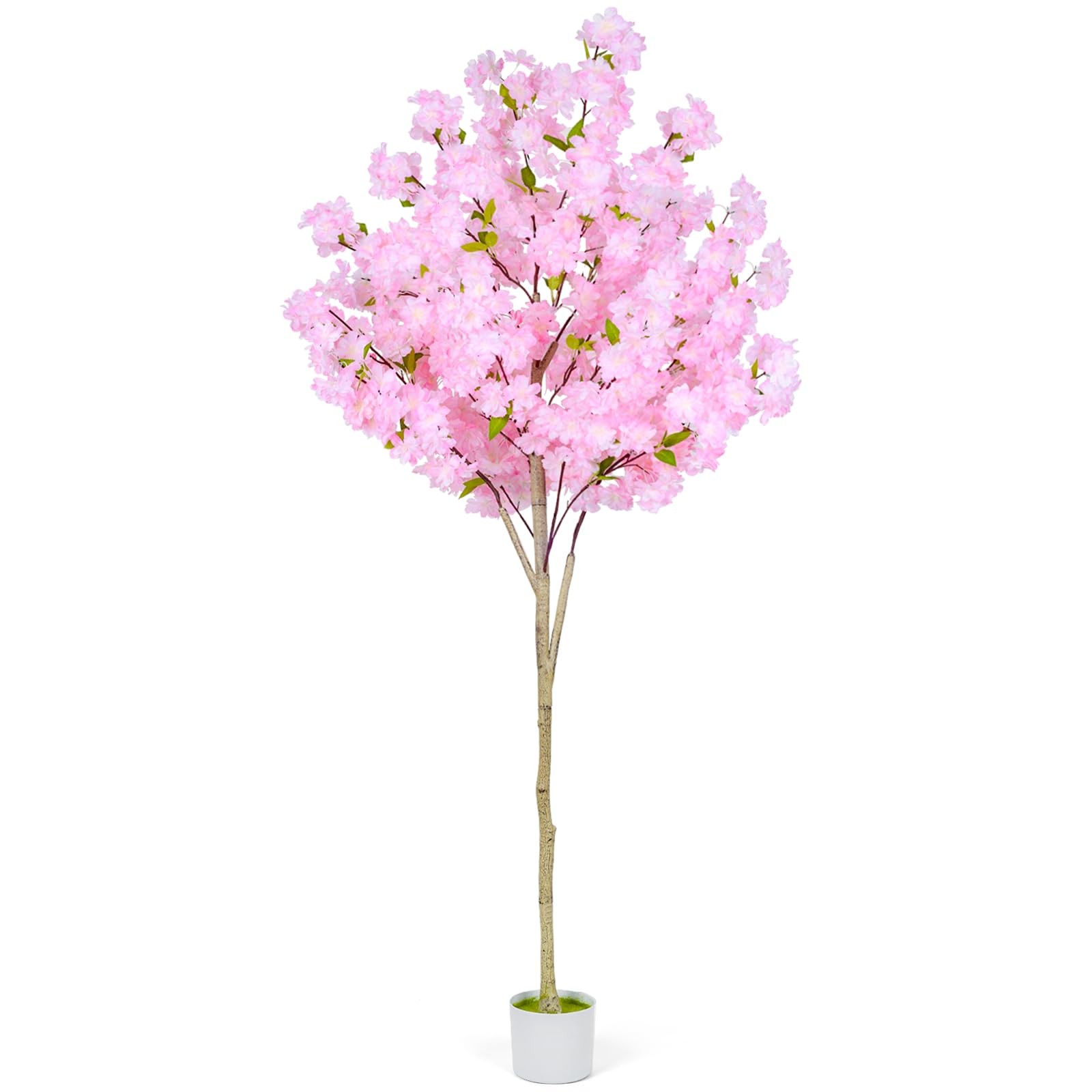 6FT Artificial Cherry Blossom Tree,Tall Fake Flower Tree with Realistic Pink …