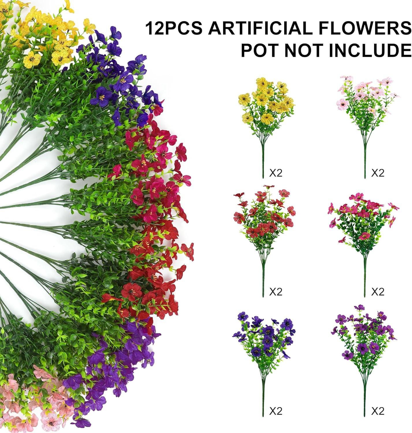 Artificial Faux Flowers Plants for Outdoors outside Spring Summer Decoration,12