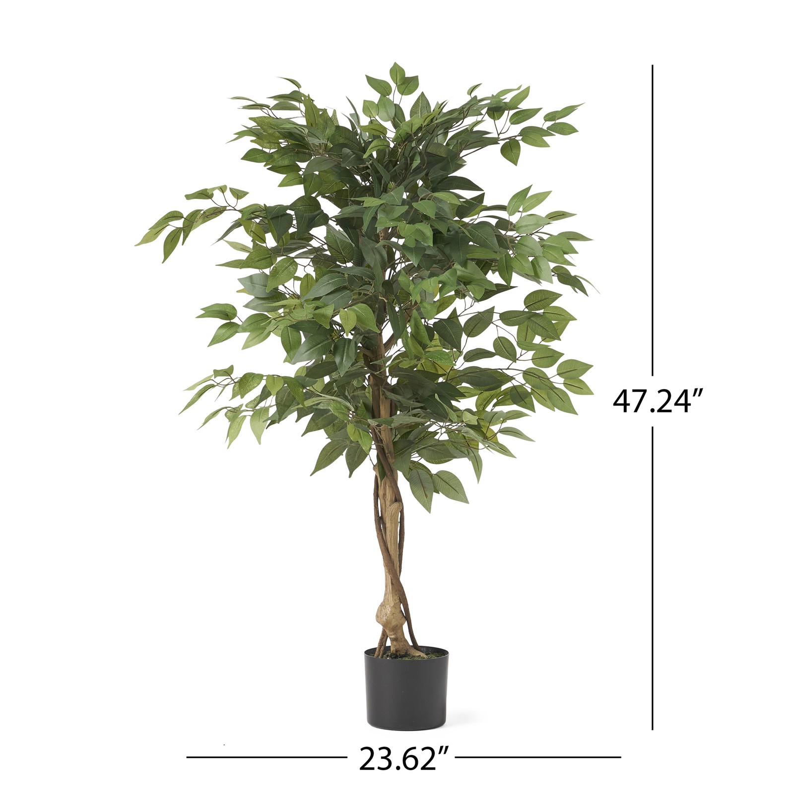 47.24″ Artificial Ficus Tree with Black Planter for Indoor Outdoor Green
