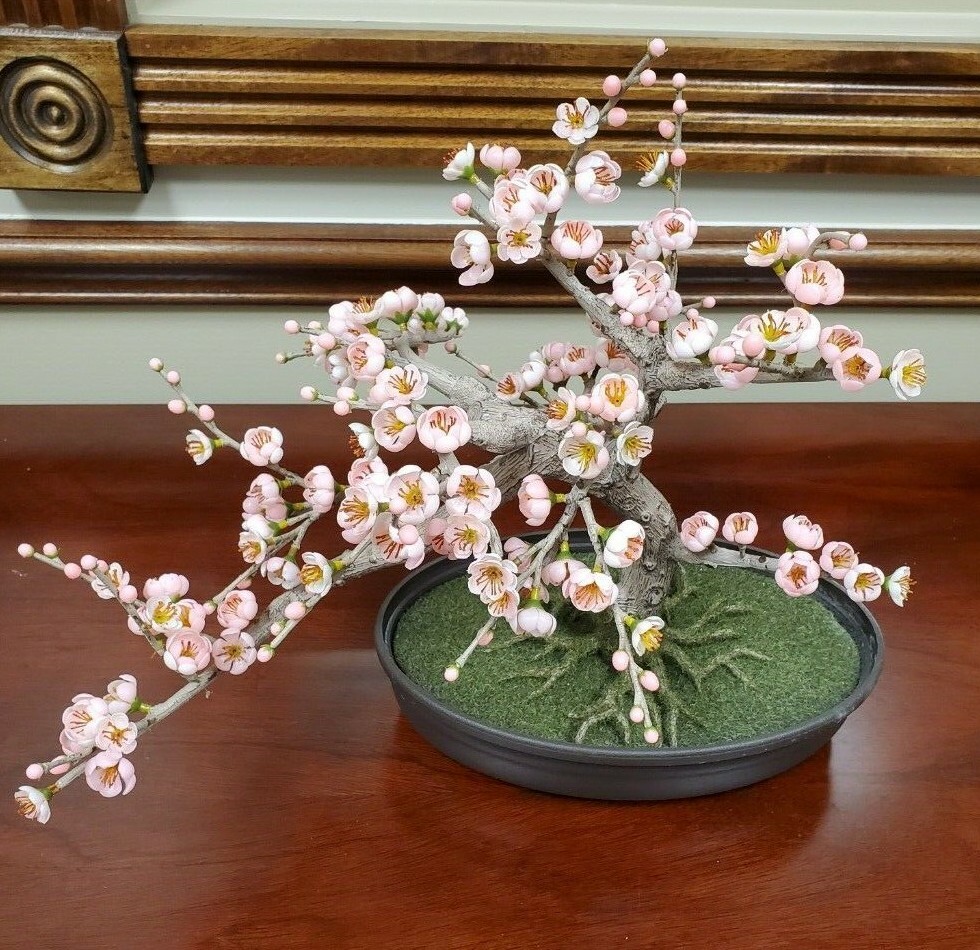 15in Cherry Blossom Bonsai Tree, Pink, Nearly Natural 4764