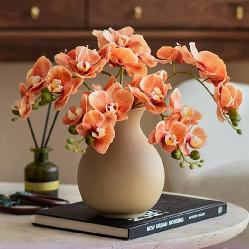 4-Pcs Artificial Flowers Real Touch Latex Phalaenopsis 17.7Inch Artificial Orchi