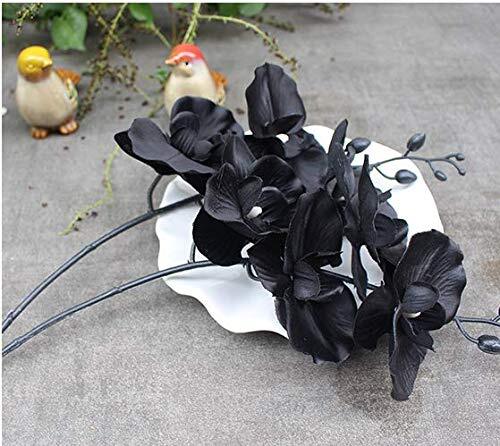 Artificial Orchid Stems Set of 3,18” Black Dancing Orchid,UV Resistant No Fade