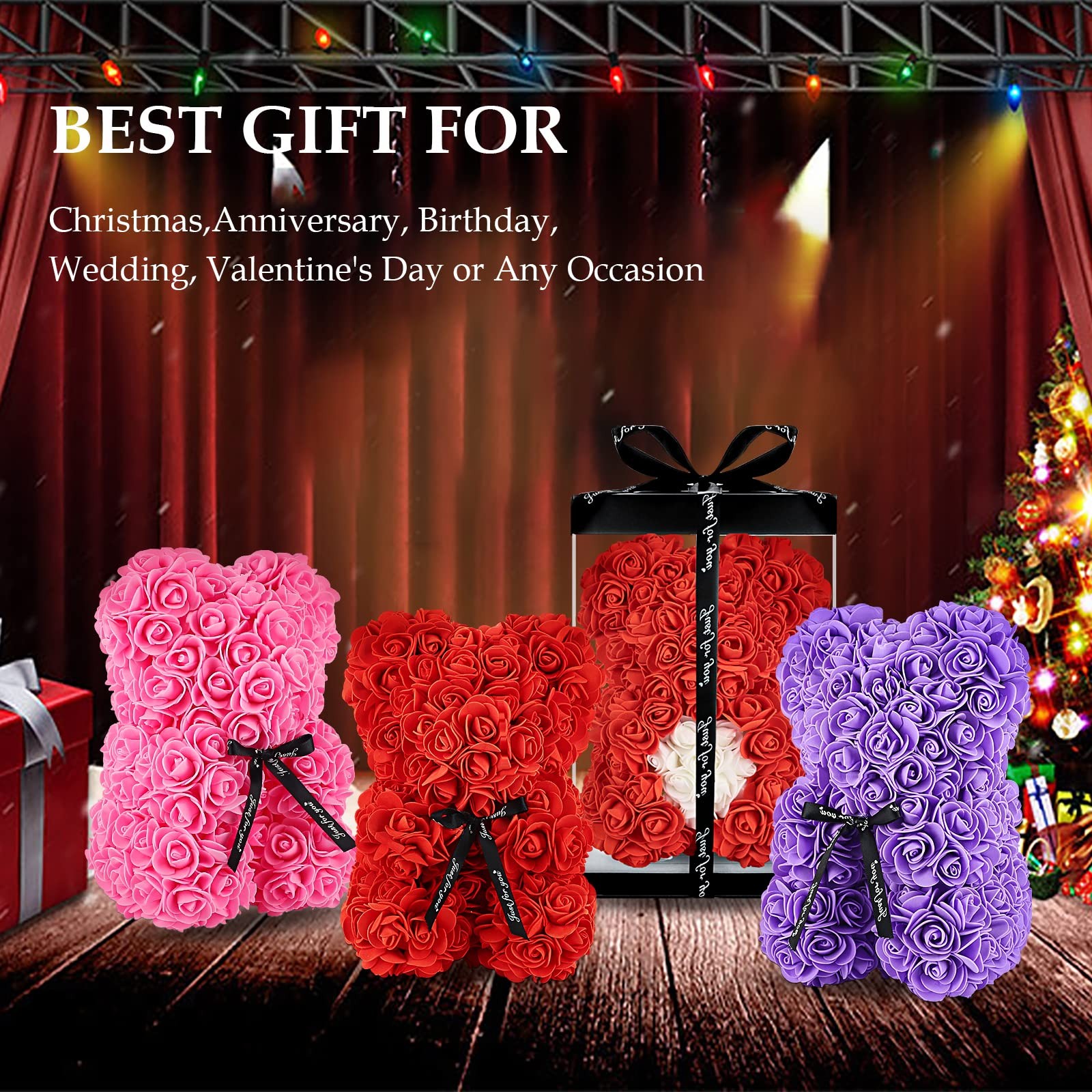 ODABAN Rose Bear-Rose Teddy Bear Girlfriend Gifts for Valentine’s Day Rose Bear