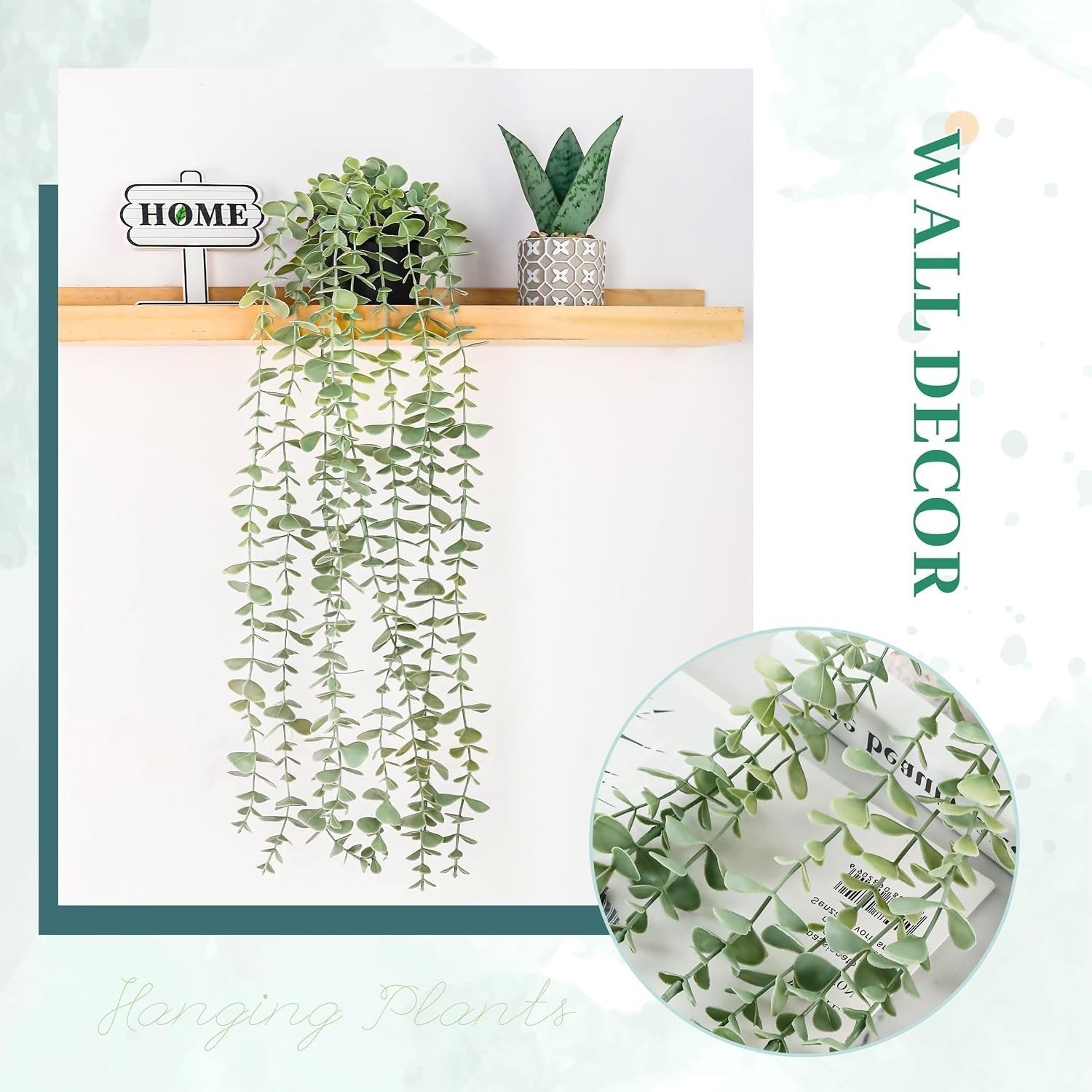 Fake Eucalyptus Hanging Plant for Boho Bathroom Wall Art Decor | Vintage casc…