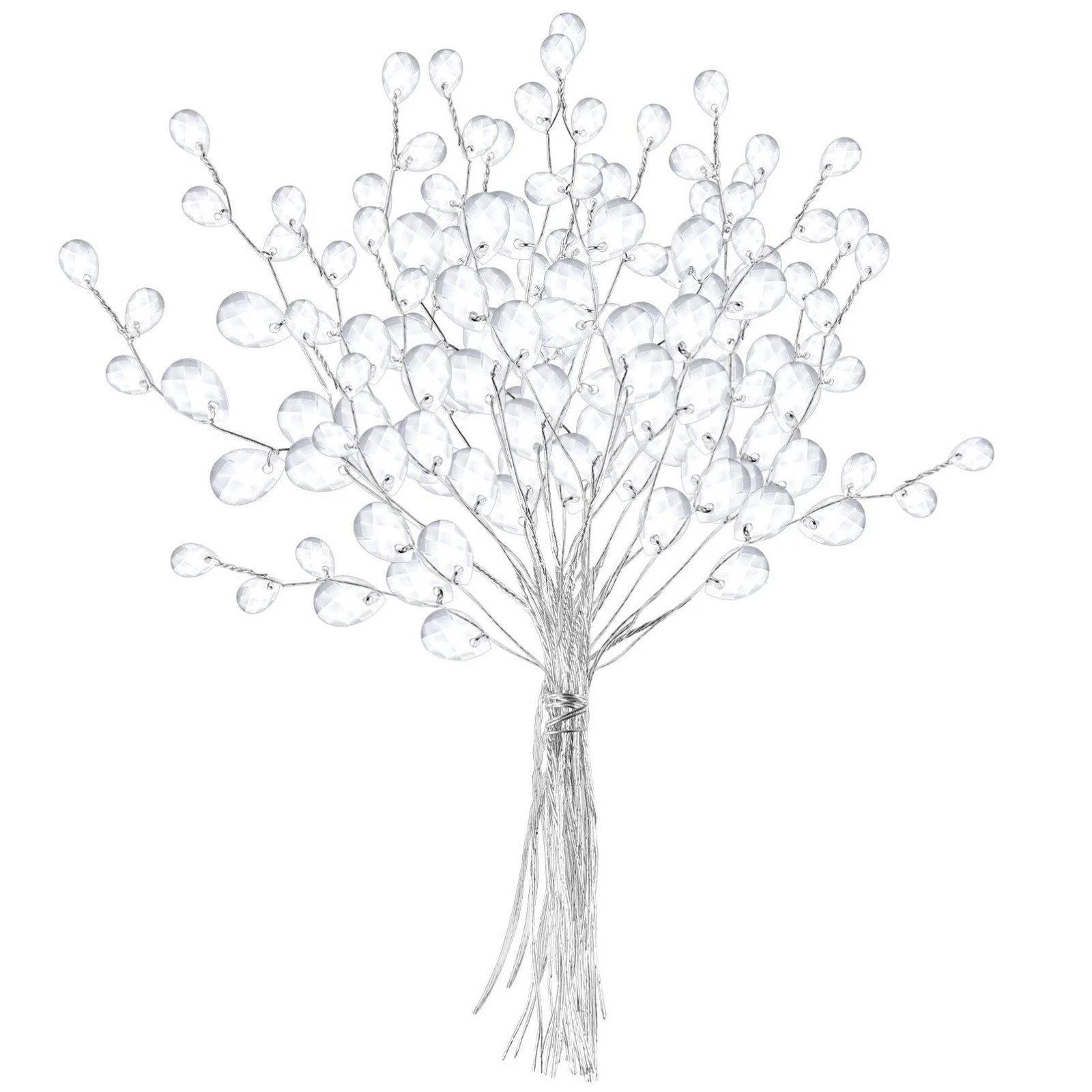 50PCS Acrylic Flower Bouquets Crystal Drops for Artificial DIY Wedding Crafts