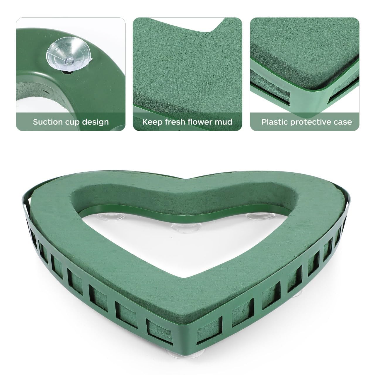 Floral Foam Block Heart Shaped Cage Suction Cup Fresh Artificial Flower Decor