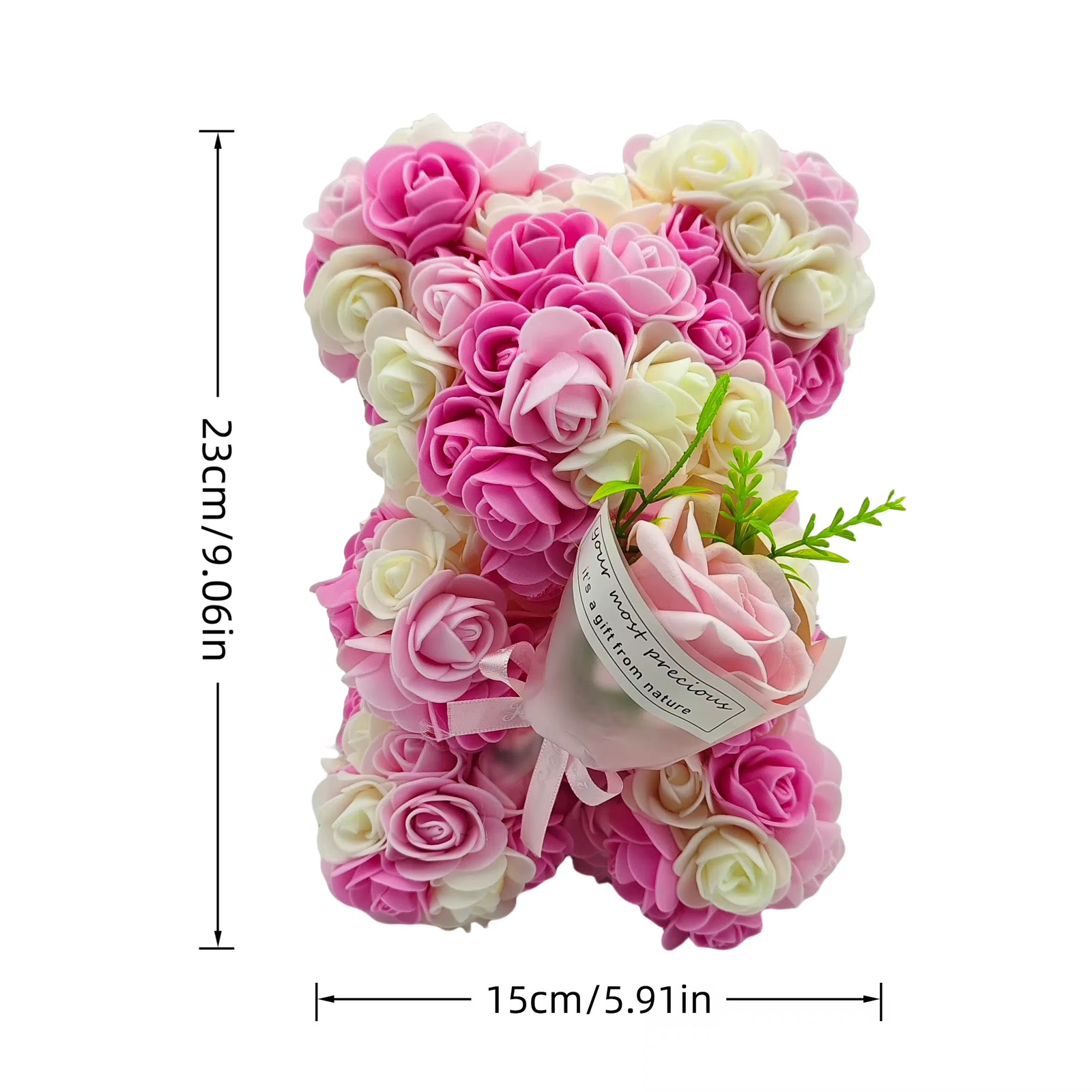 1 Piece Artificial Rose Bear with Hand Corsage, Artificial Rose Bear Birthday Gi