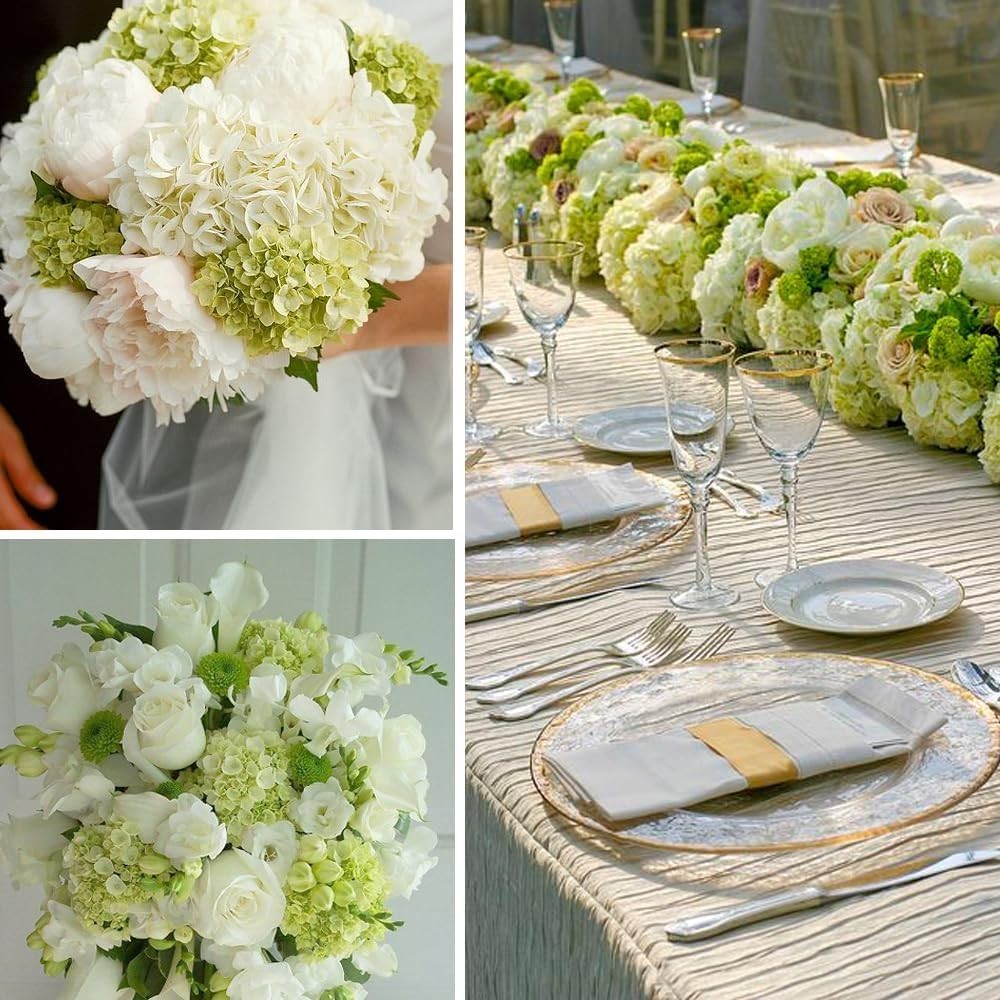 20 Pcs Green Artificial Hydrangea Flowers Bulk Silk Fake Bloom Wedding Decor