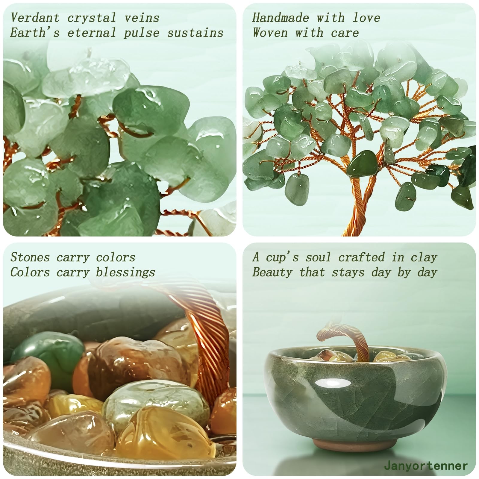 Green Aventurine Crystal Tree,Harmony Office Desk Home Decor,Vitality Gift wi…
