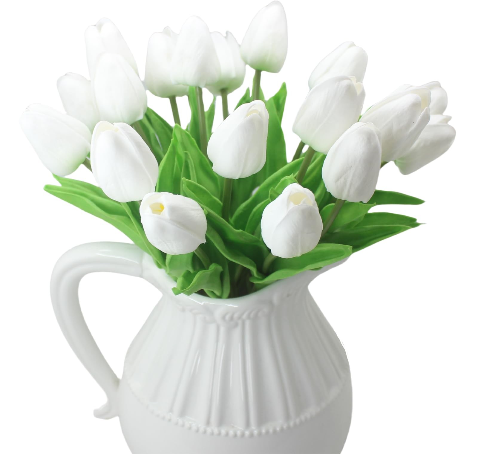10 Heads White Artificial Tulips, Mini Real Touch, Fake, Home Decor, Wedding