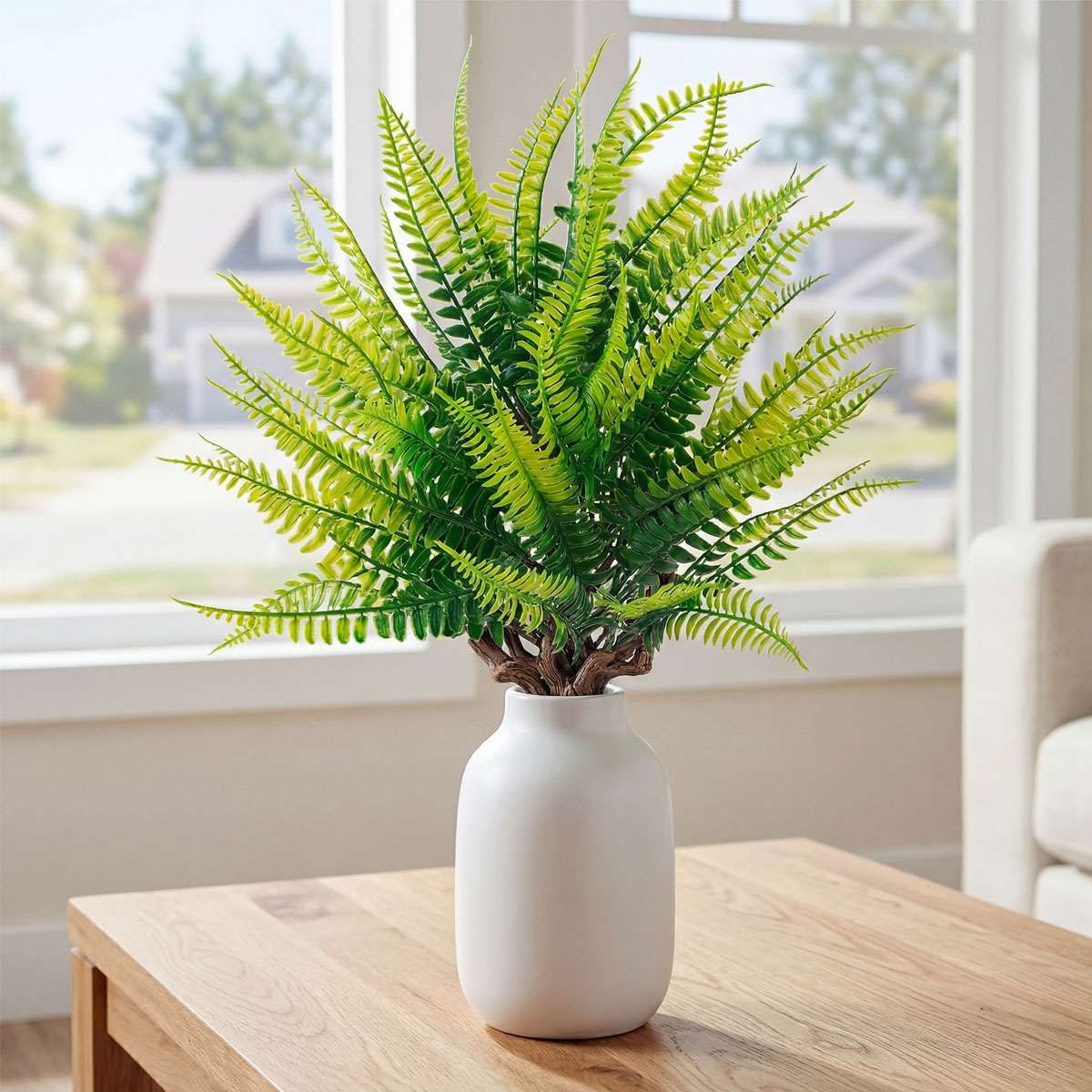 Large Artificial Fake Boston Fern Bundle Plants Bushes Ferns Outdoor Decor LOT