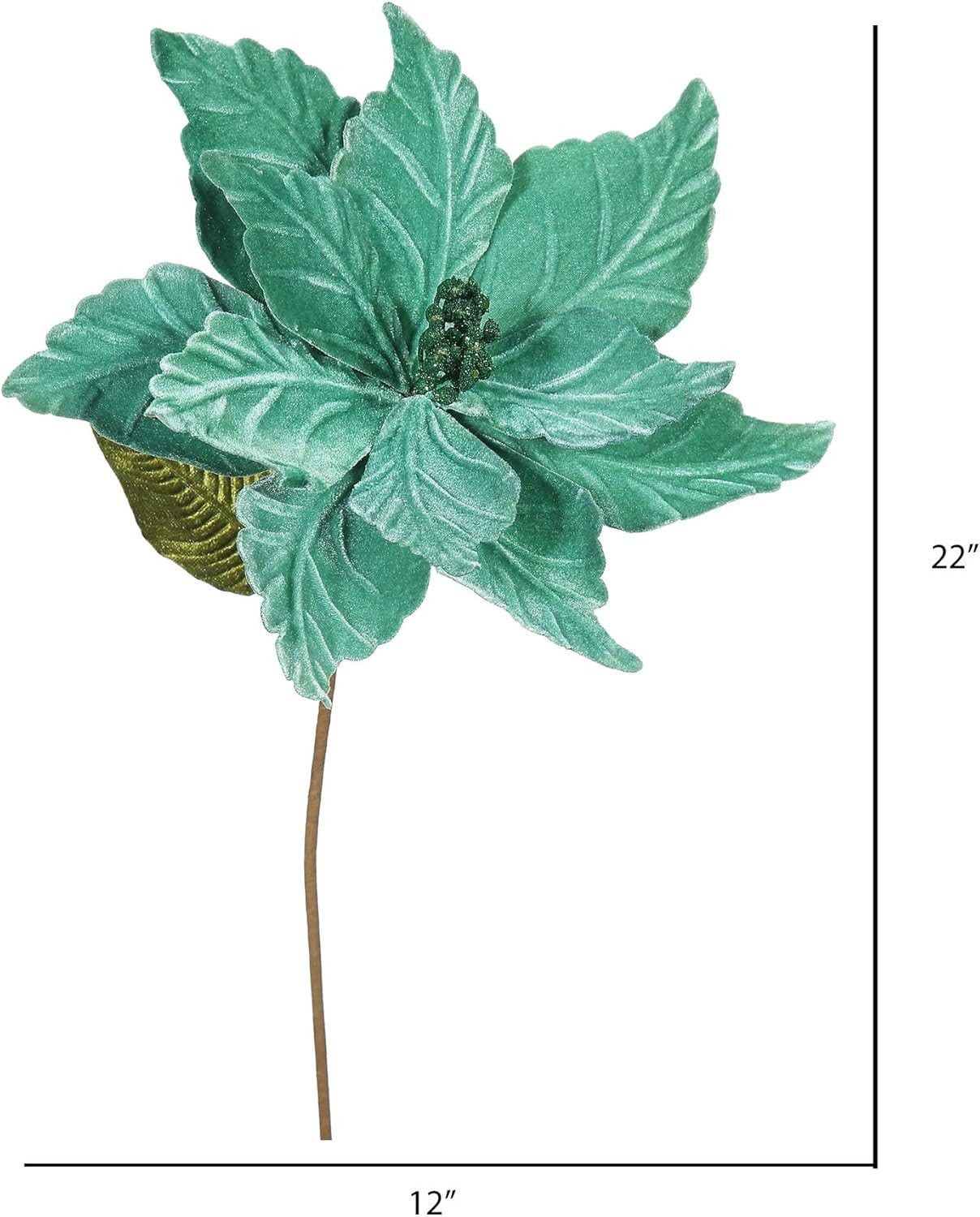 22″ Emerald Poinsettia Artificial Christmas Flower, 6 per Bag