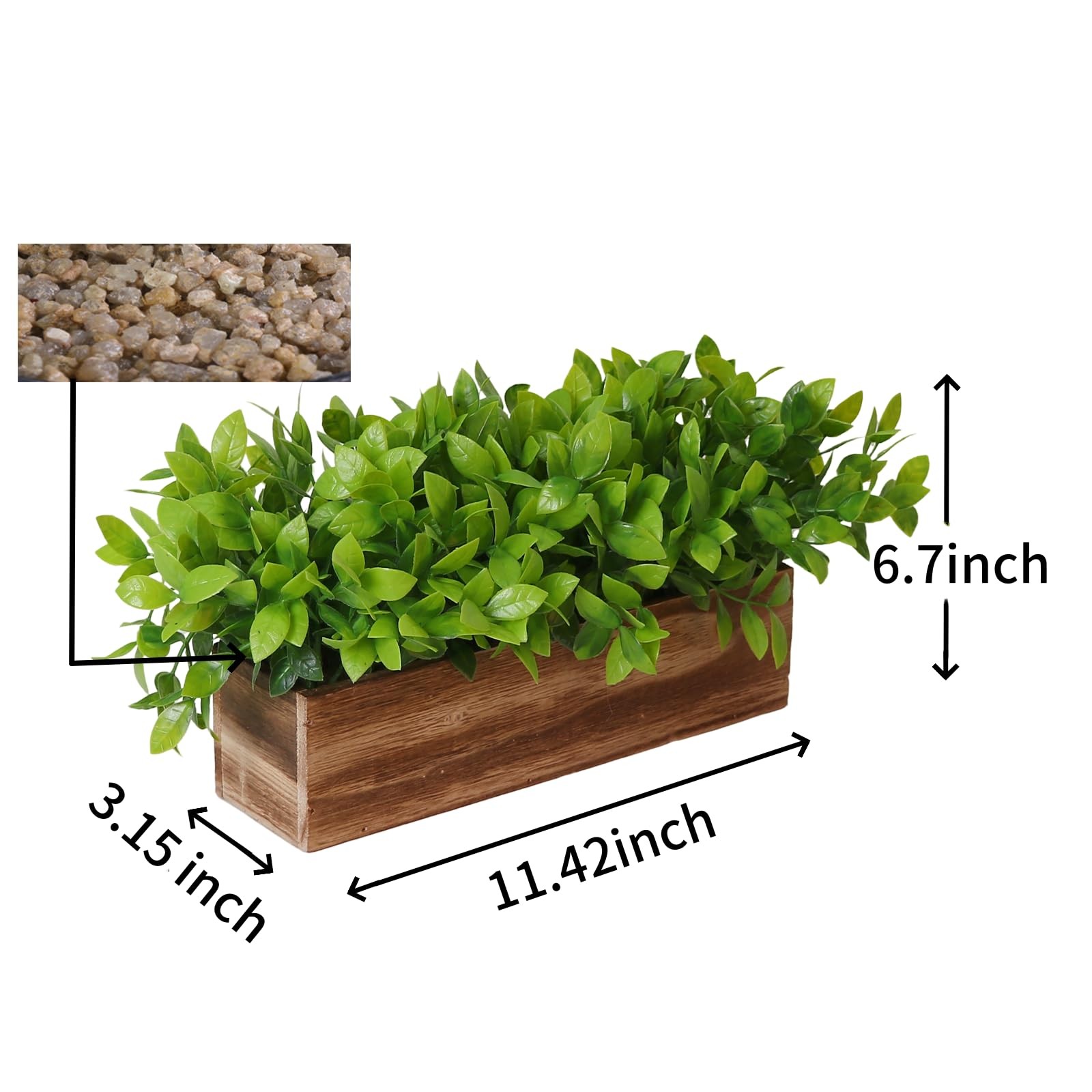 11 inch Artificial Boxwood Potted Fake Plants Rectangular Wooden Planter for …