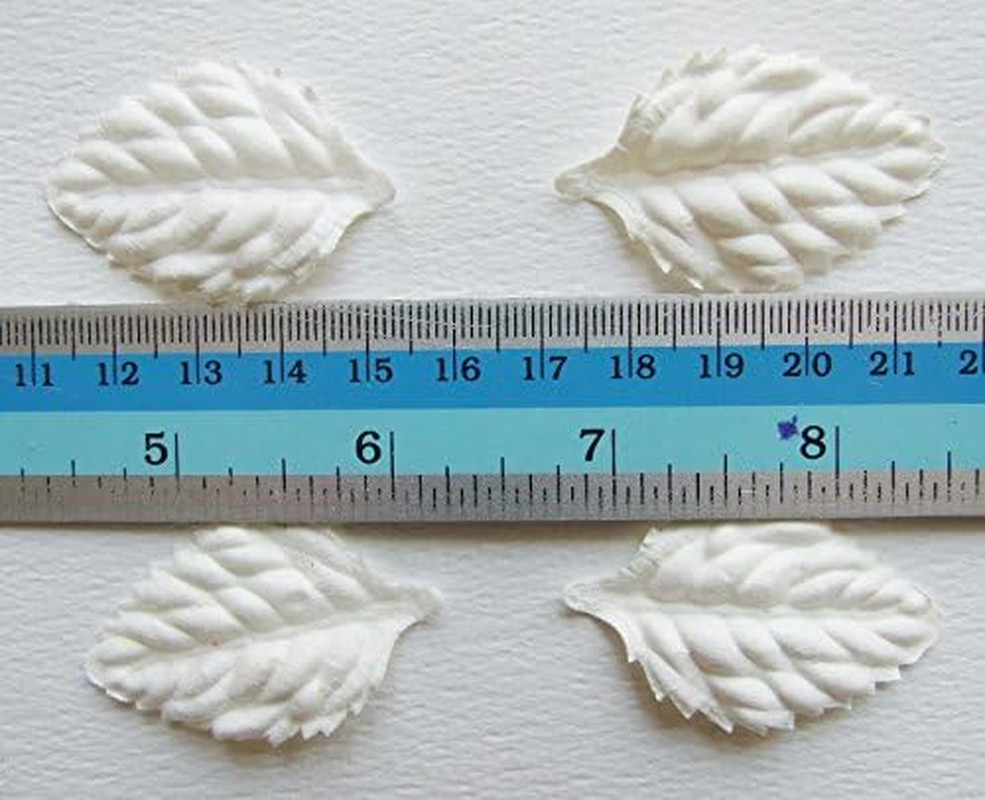 Tiny Leave Flower Mulberry Paper Die Cut Style White Color, 50 Pcs. Size 1″-1…
