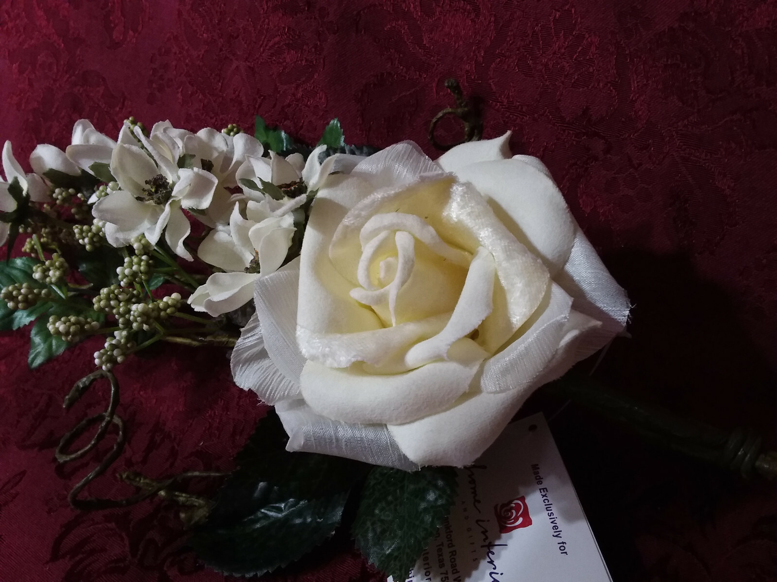 Home Interiors Silk White Rose Spray – NEW/FREE SHIPPING