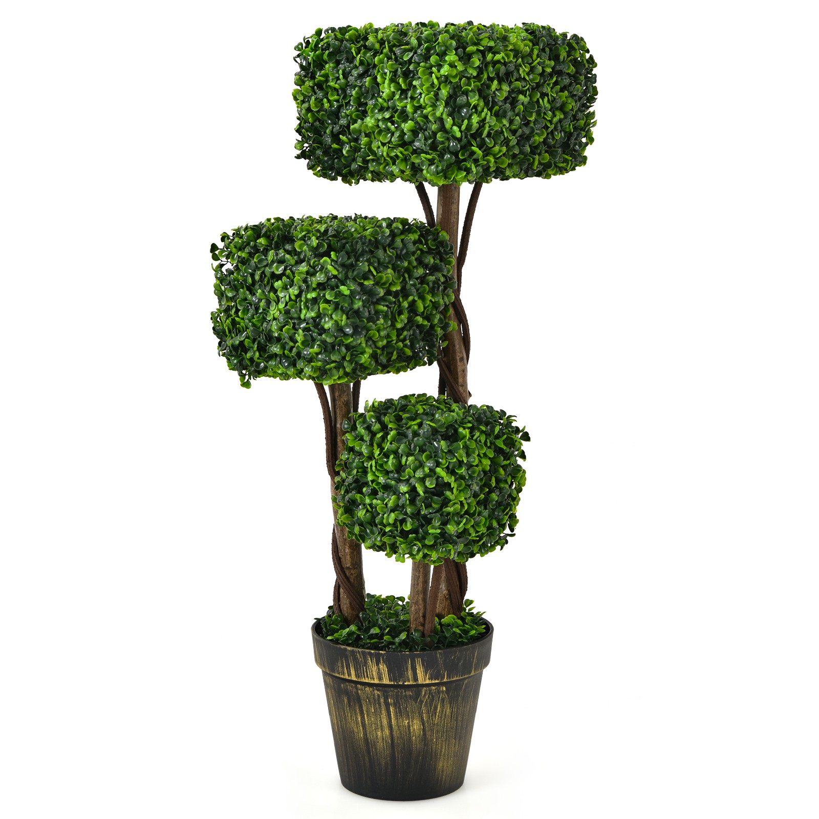 Costway Artificial Boxwood Topiary Tree 36 ” UV Protected Indoor Outdoor Decor