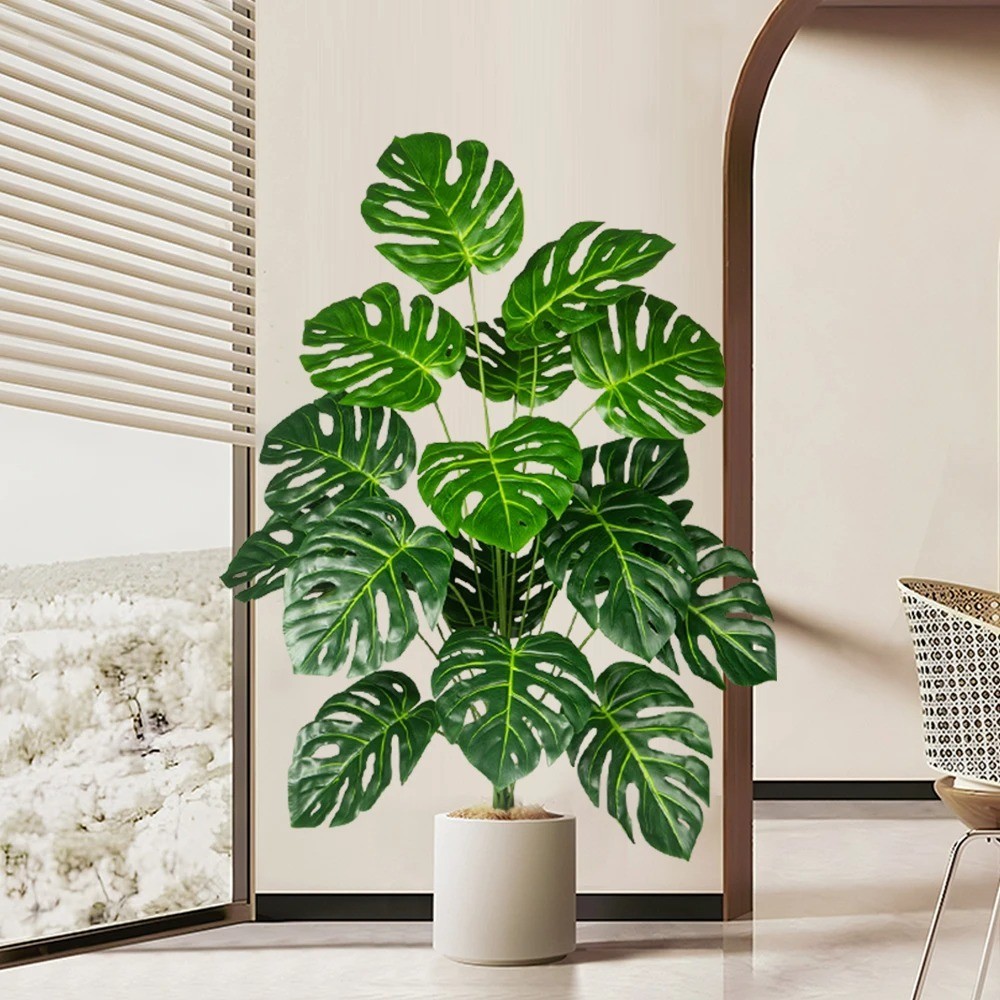 70-100cm Artificial Monstera Tree Fake Palm Plants Plastic Turtle Leafs Tropical