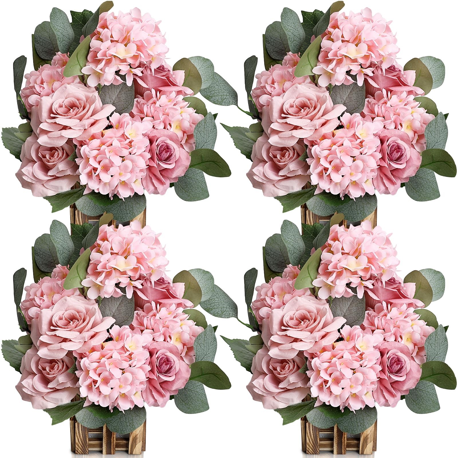 11.8’’ Tall Standing Artificial Flowers, 4Pcs, Dusty Pink