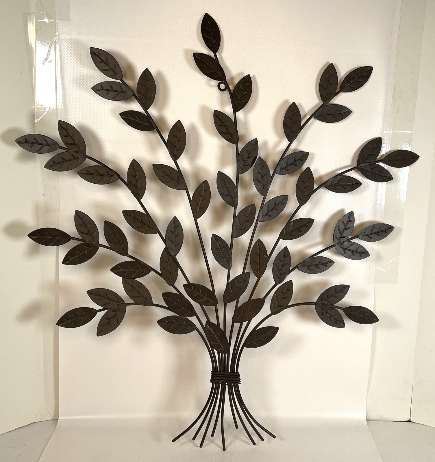 Brown Metal Tree Branch Wall Hanging Art 26″ Square Leaf Nature Decor Large