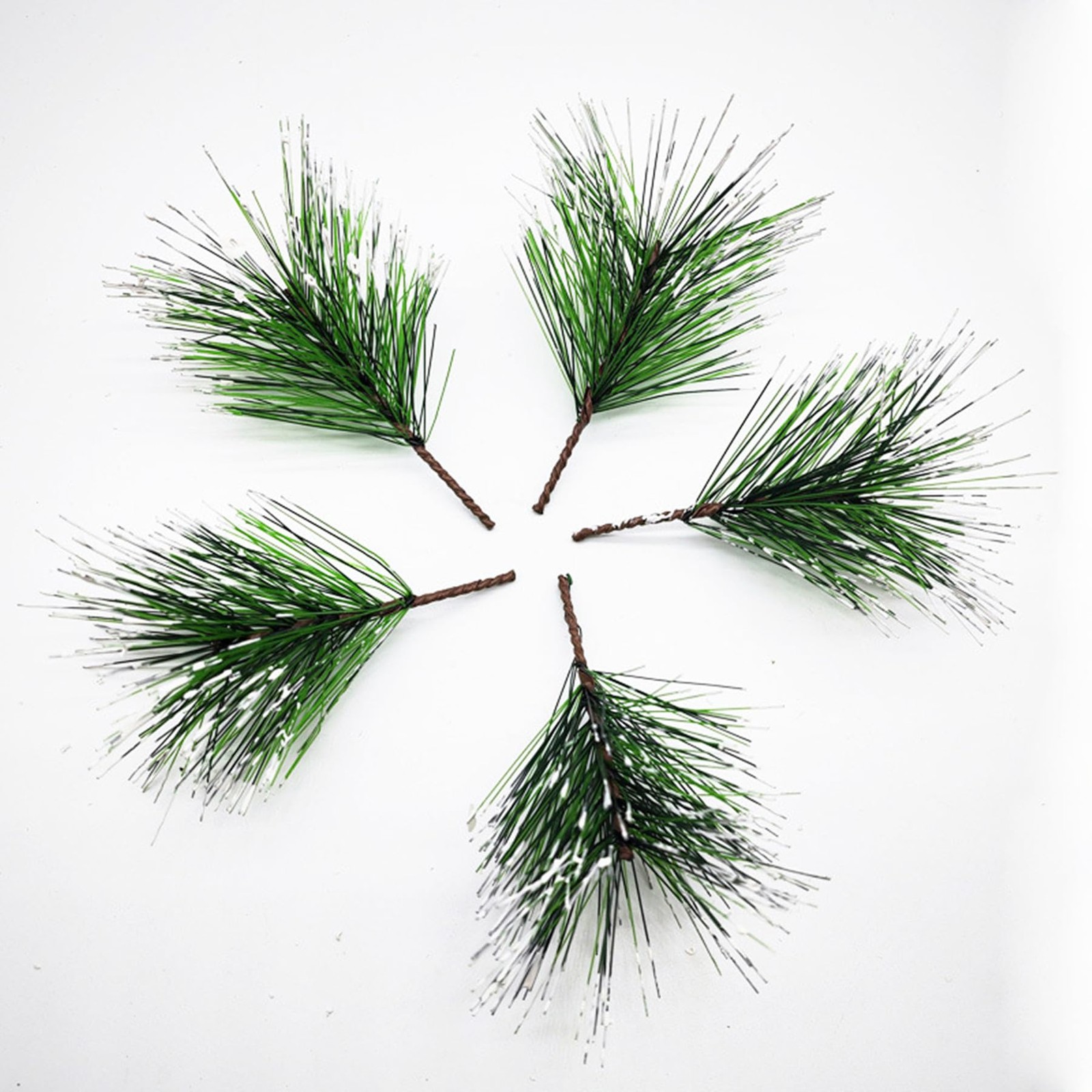 40 Packs Artificial Snow Pine Needles Branches, Fake Small Dyed White Pine Tw…
