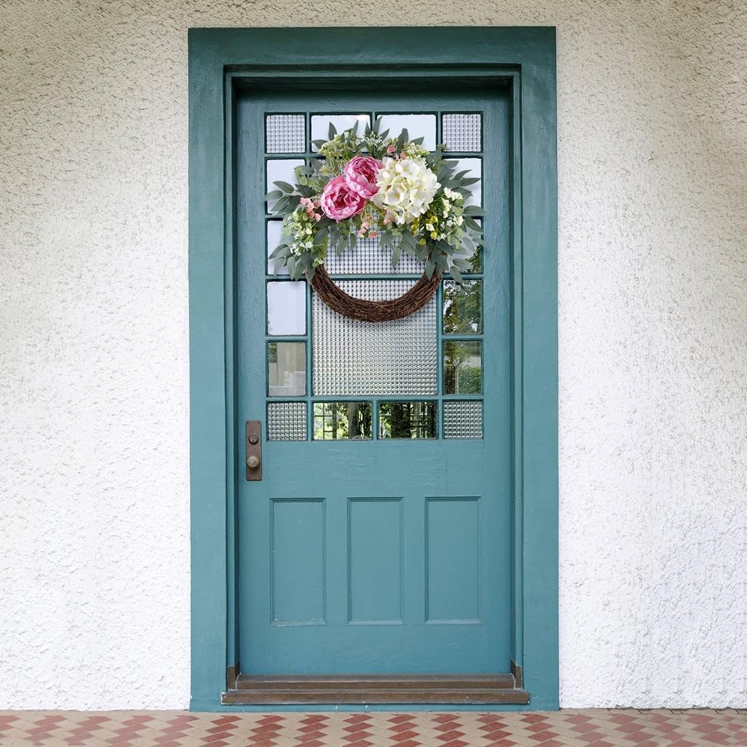 All-Season Interchangeable Grapevine Wreath – DIY Kit with Faux Silk Flowers,…