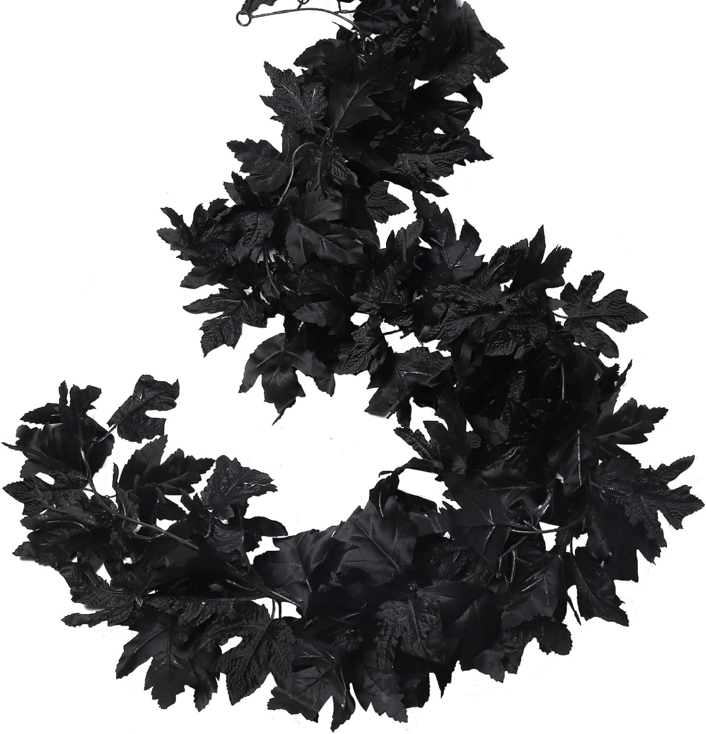 2Pcs 5.7Ft Artificial Fall Maple Leaves Vines Black Autumn Garland | Reusable Si