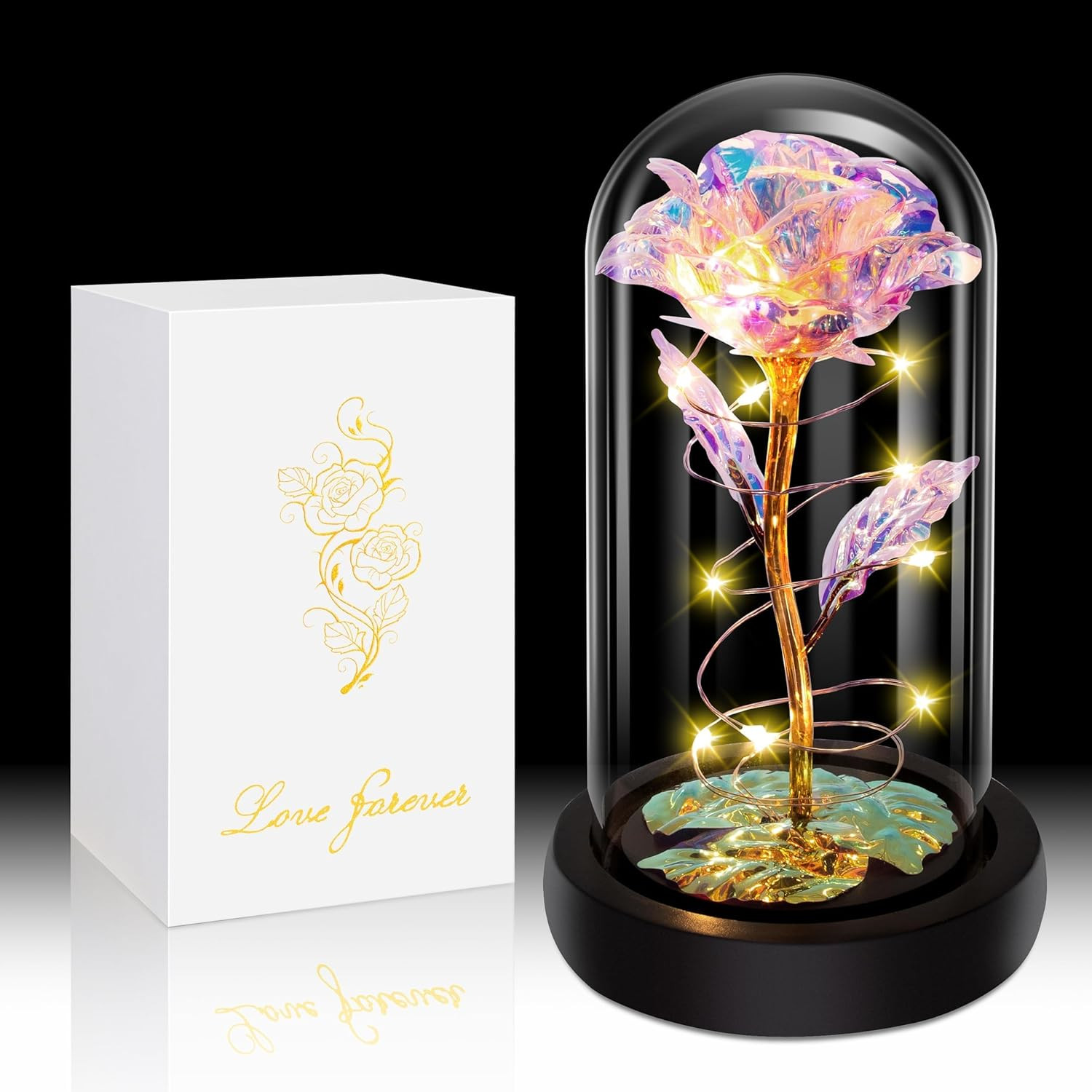 Birthday Gifts for Women,Christmas Rose Gifts for Women,Womens Glass Rose Gifts,