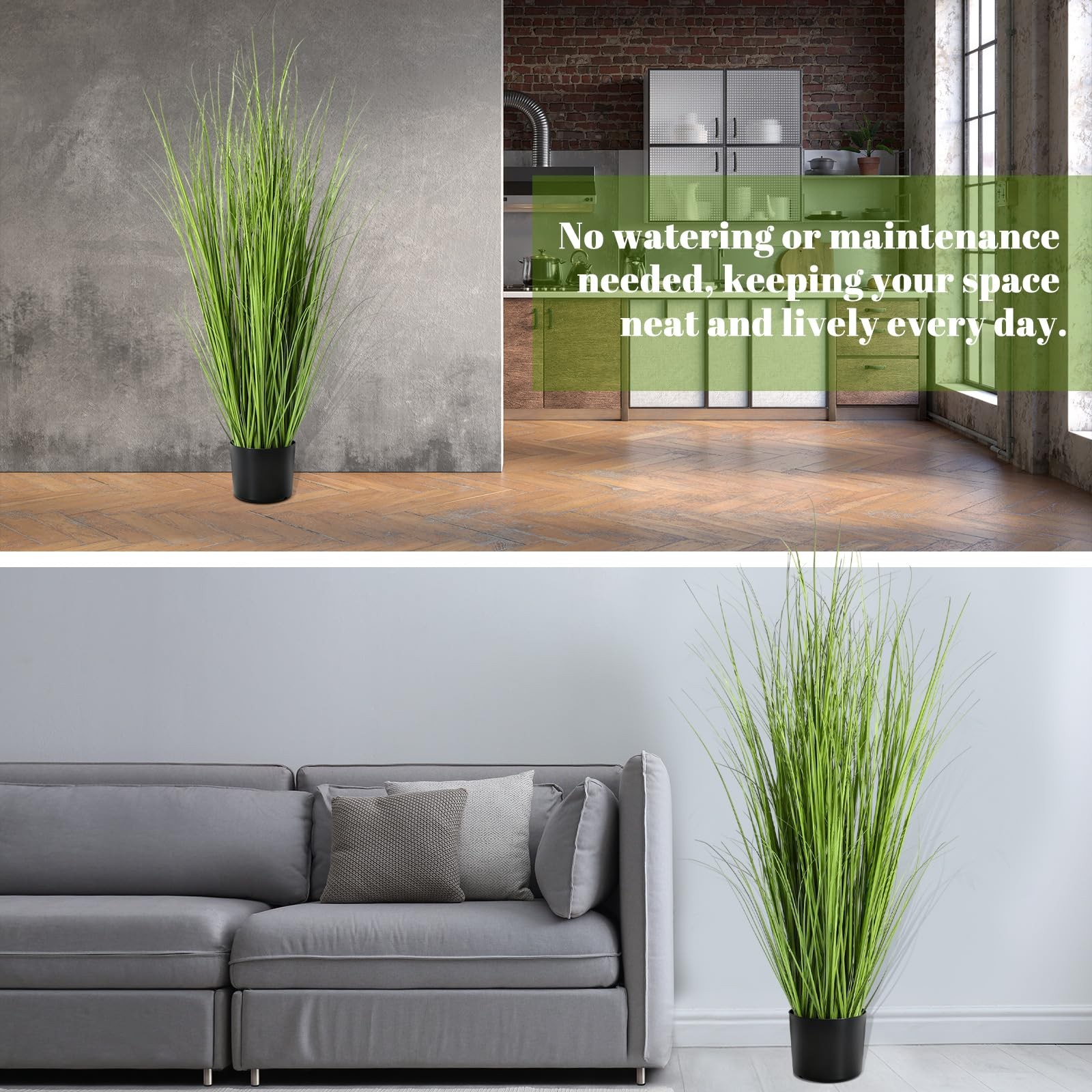 Jexine 2 Pieces 4 ft Tall Artificial Grass Plant Potted Greenery Floor Plants