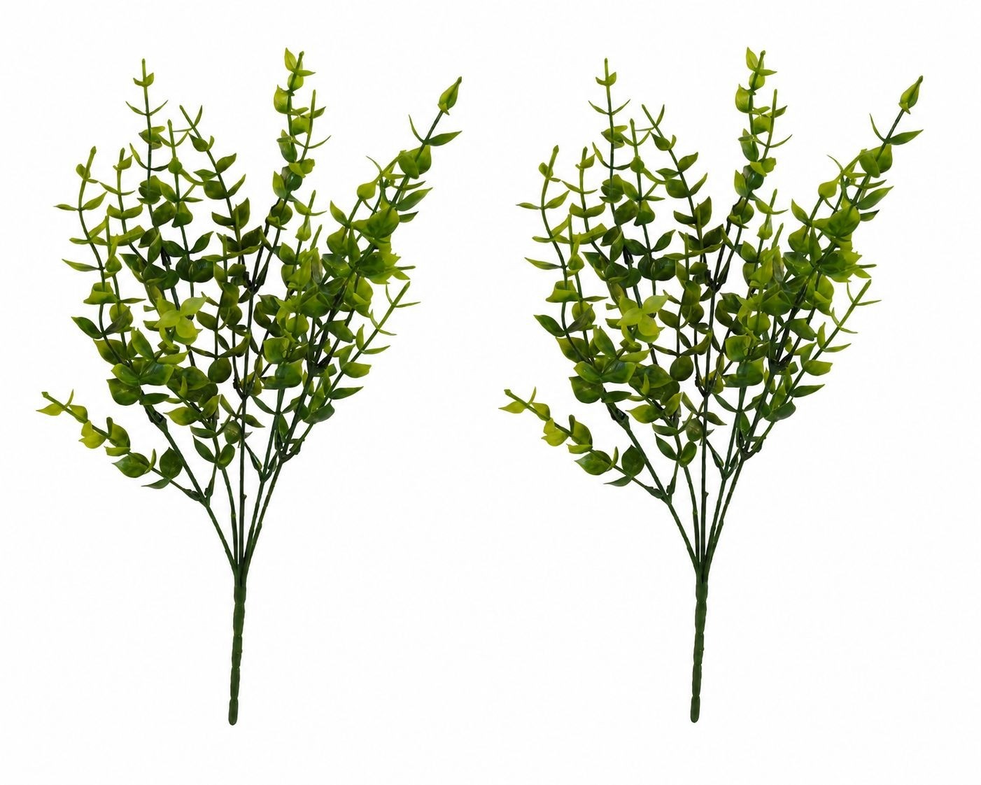 UV Resistant Faux Boxwood Eucalyptus Stems Set of 2 Artificial Greenery Bushes F