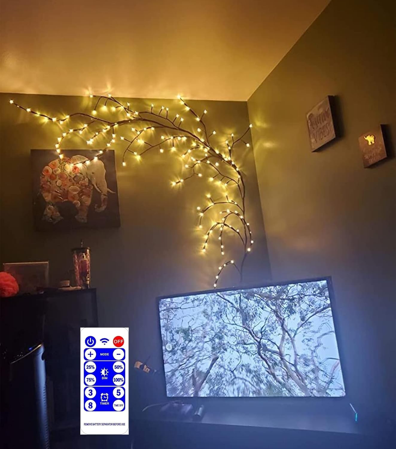 7.5Ft Enchanted Tree with 144 LEDs Remote Control Dim for Indoor Wall Decor Home