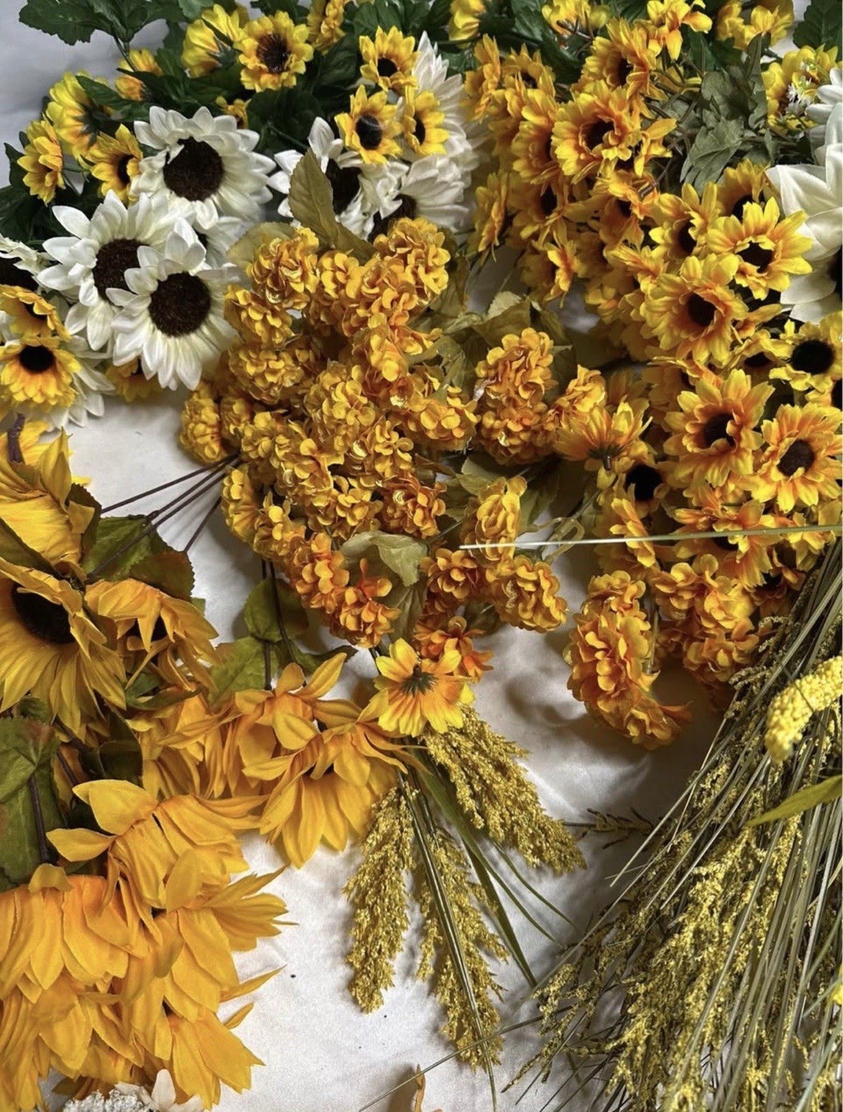 Mixed Lot Artificial Flowers And Garland Fall Colors Orange Yellow Sunflower