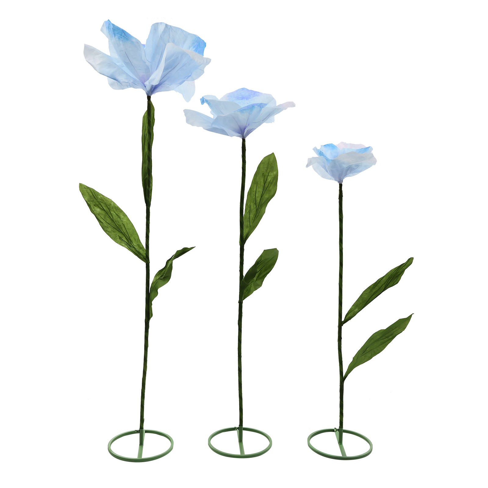 Handmade Blue Artificial Corn Poppy 3Pc Free-Standing Flowers for Wedding