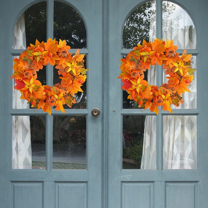 Artificial Seasonal Wreath for Front Door or Porch, Autumn Fall