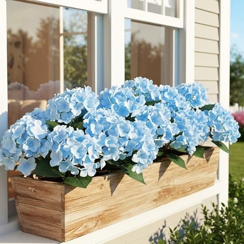 6 Bundles Hydrangea Artificial Flowers for Outdoors and Indoor, Bulk 30 Heads…