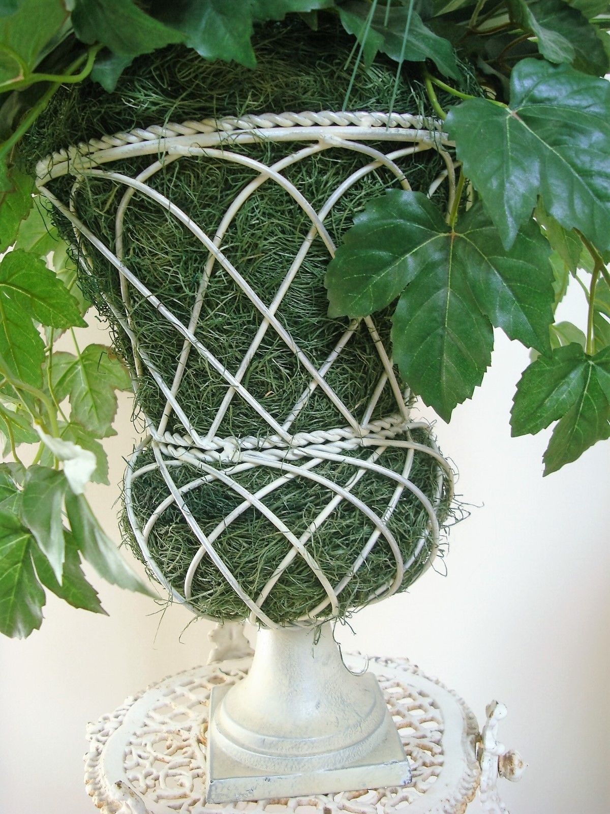 LARGE OLD WORLD STYLE FAUX PLANTS IN A METAL URN #2 ***UNIQUE***