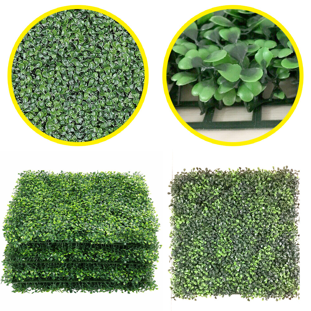 12pcs 20×20″ Artificial Boxwood Wall Hedge Mat Plant Panels Outdoor Grass Fence
