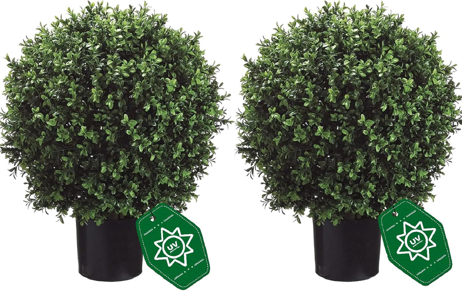 Set of 2 UV Resistant 26″ Artificial Boxwood Topiary Trees for Home Decor
