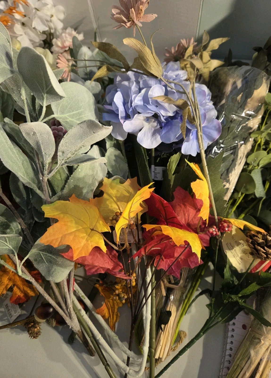 Large Faux Floral Pick Lot Wreaths, Crafting Holiday Multi Color Over 60 Picks