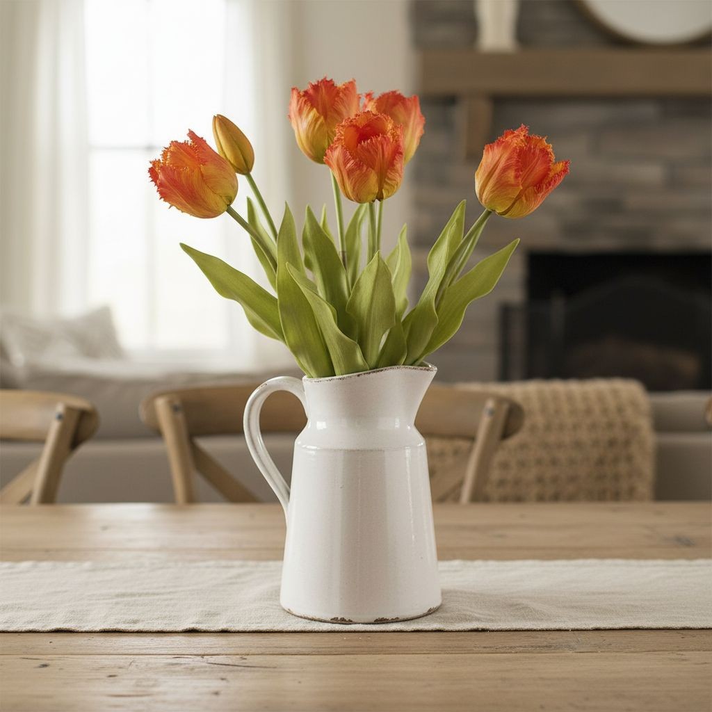 Faux Parrot Tulip Bouquet Set of 5 15 Inch Artificial Spring Flowers Easter Wedd