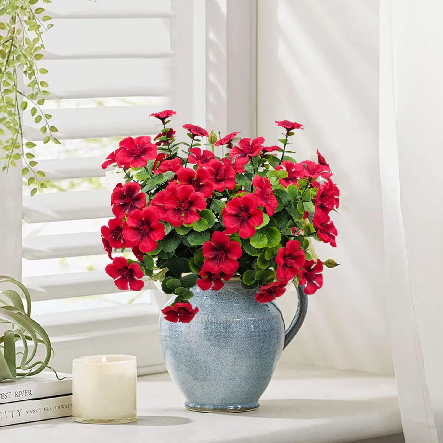 4 Bundles Large Artificial Geranium Flowers for Outdoors UV Resistant Faux Si…