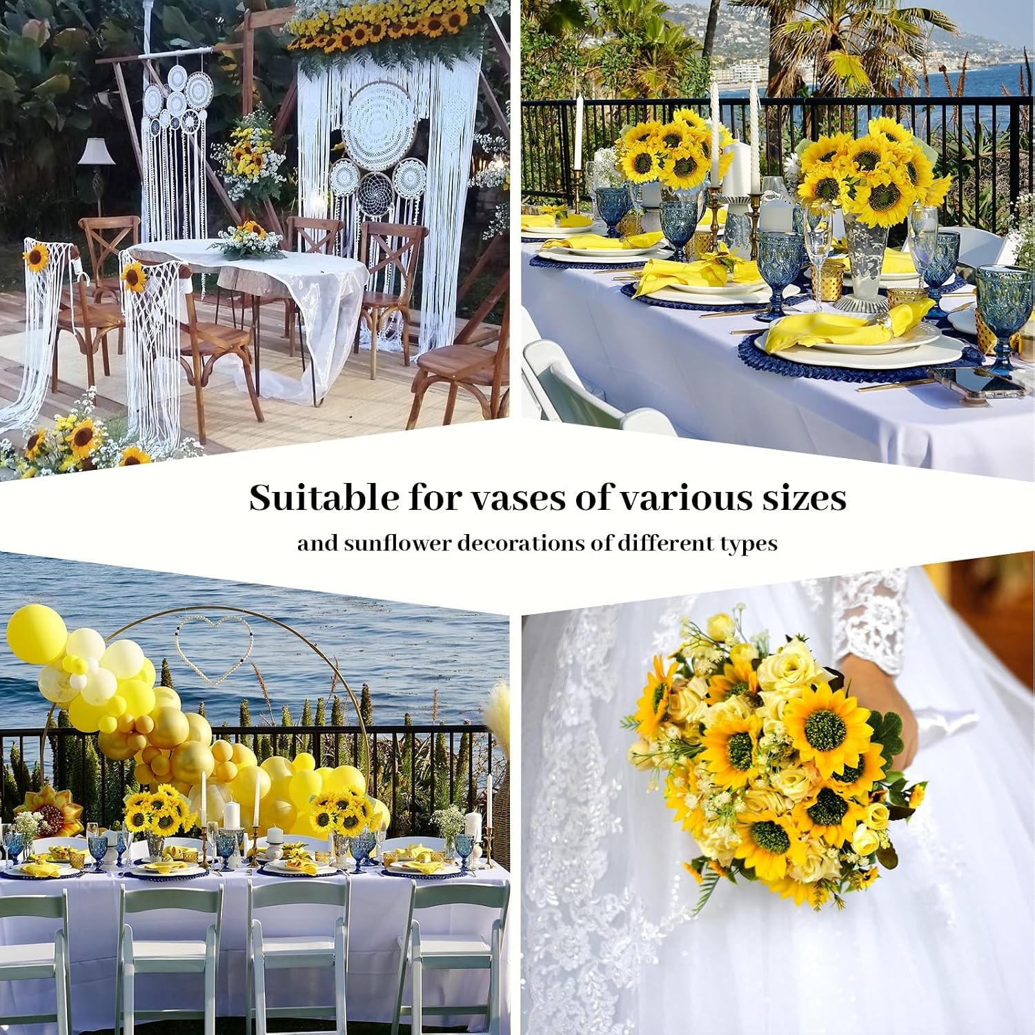 7Pcs Realistic Silk Sunflowers Artificial Flowers,12.6”Fake Sunflowers with
